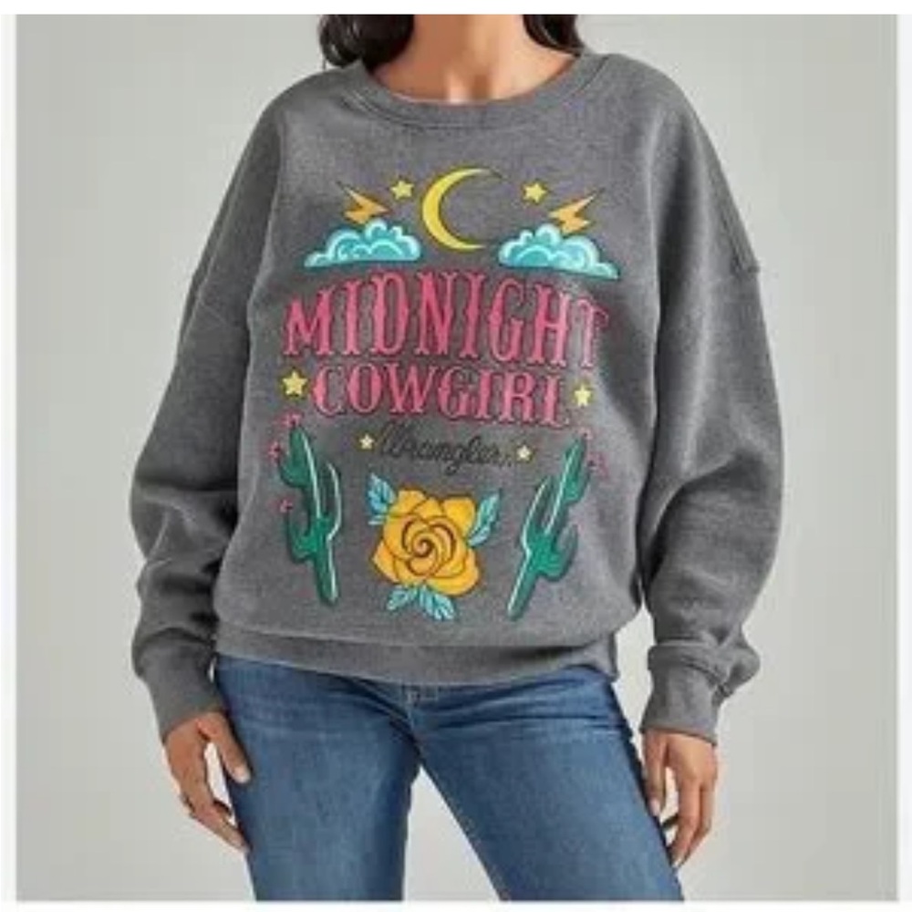 Wrangler Gray Midnight Cowgirl Graphic Sweatshirt size large L B 145
